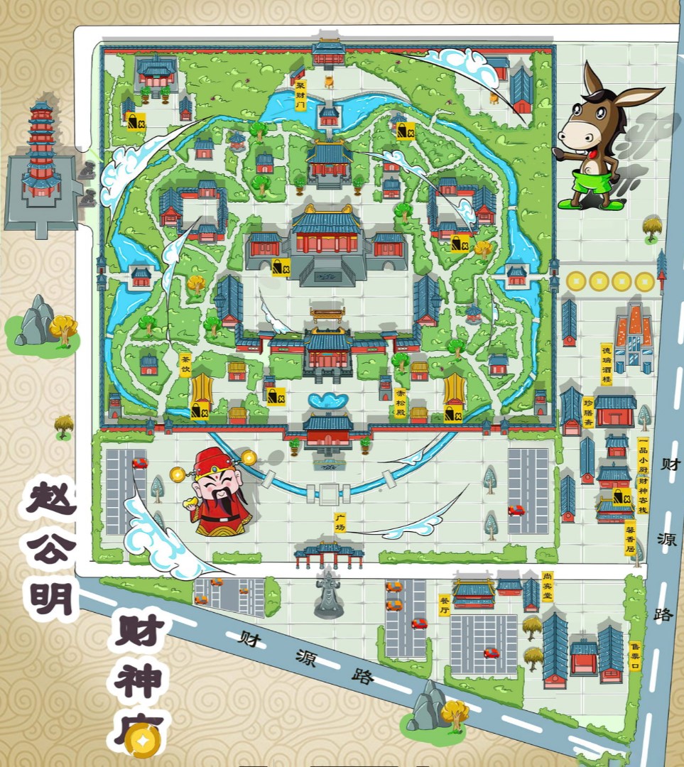 松滋寺庙类手绘地图
